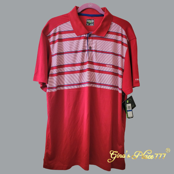 NWT IZOD Men's Performance Polo Short Sleeve Golf Shirt Haute Red Sz L - Picture 2 of 15